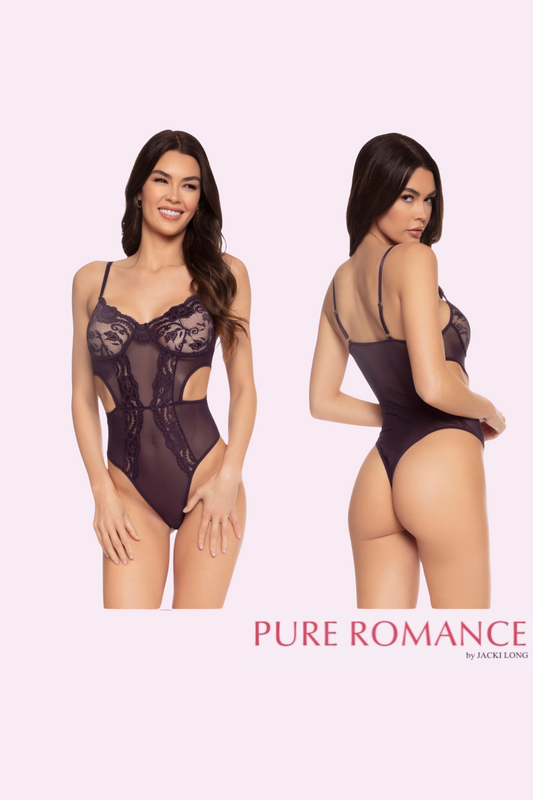 Amethyst Lace & Mesh Cutout Teddy