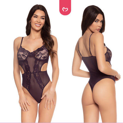 Amethyst Lace & Mesh Cutout Teddy